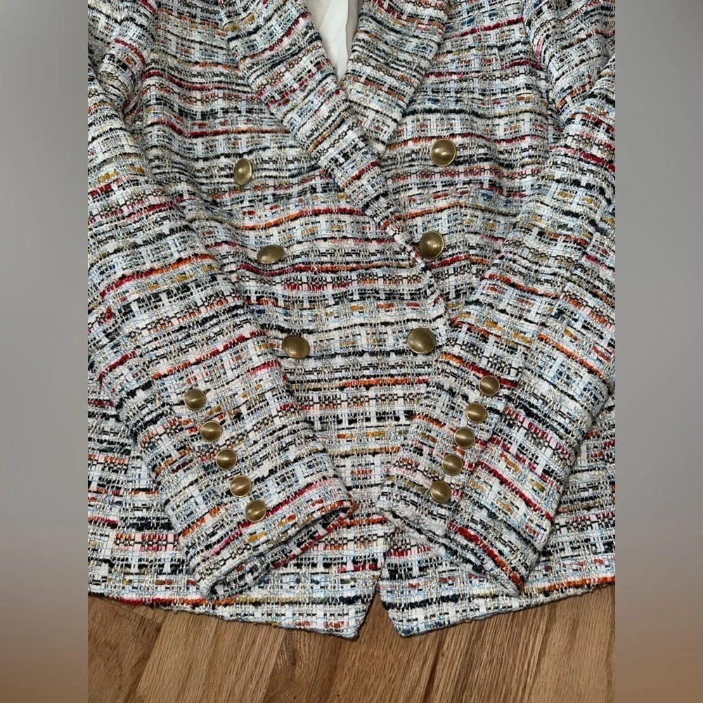 L'AGENCE Kenzie Tweed Double Breasted Blazer Corporate Work Office Career Size 2 - Picture 12 of 15